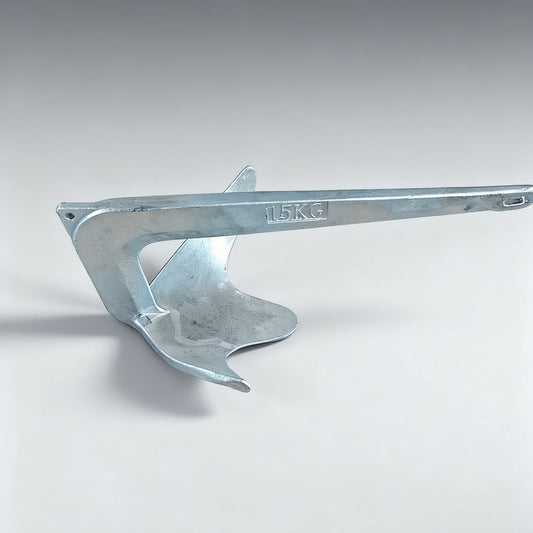 Metal anchor on a gray background